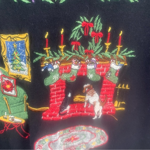 Vintage Casey Coleman Embroidered 3/4 Sleeve Christmas Shirt Vintage Holiday‎ - Picture 6 of 10